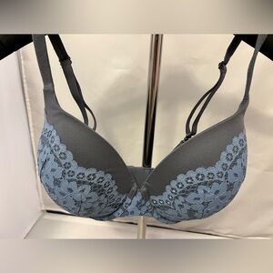 Victoria's Secret Gray and Blue Lace Bra